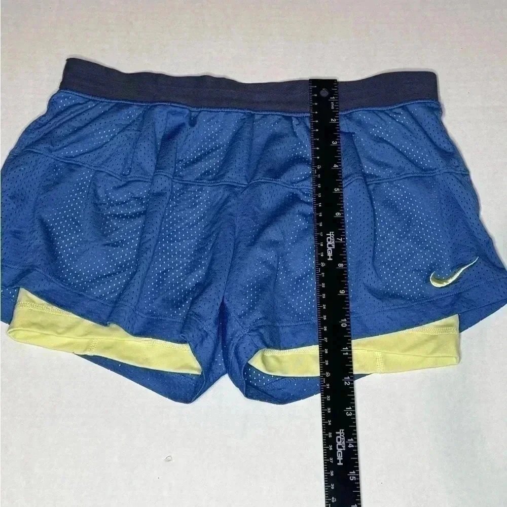 Nike Dri Fit Mesh Athletic Running Lined Shorts Women’s‎ Medium Blue Yellow - Picture 5 of 6